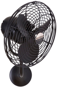 Matthews Fan MP-BK-MTL Michelle Parede vintage style wall fan in matte black finish.