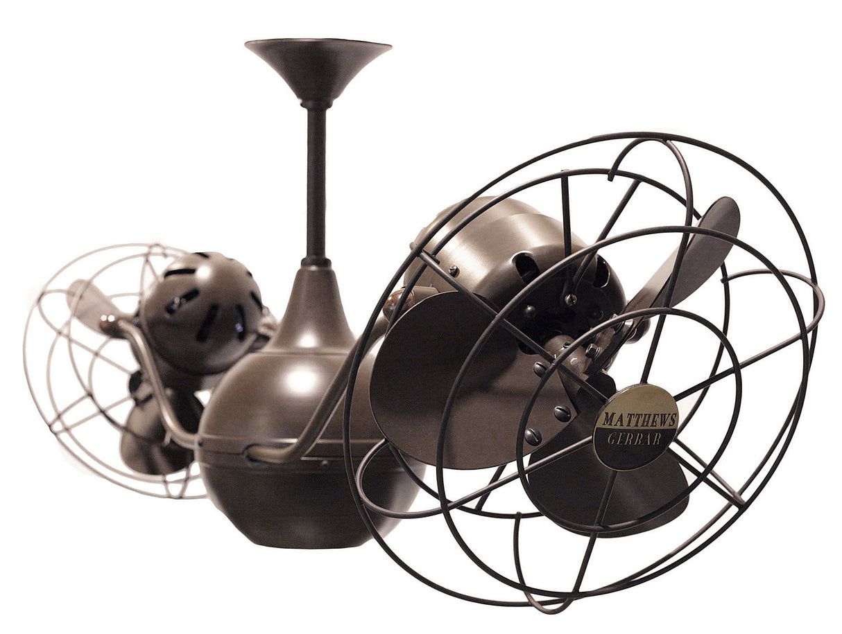 Matthews Fan VB-BZZT-MTL Vent-Bettina 360° dual headed rotational ceiling fan in bronzette finish with metal blades.