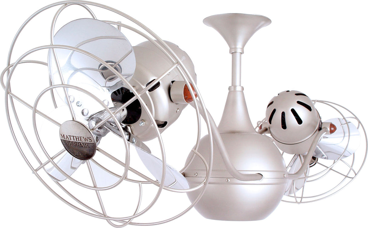 Matthews Fan VB-BN-MTL Vent-Bettina 360° dual headed rotational ceiling fan in brushed nickel finish with metal blades.