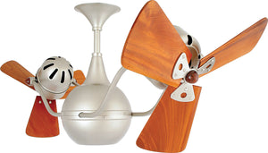 Matthews Fan VB-BN-WD-DAMP Vent-Bettina 360° dual headed rotational ceiling fan in brushed nickel finish with solid sustainable mahogany wood blades for damp location.