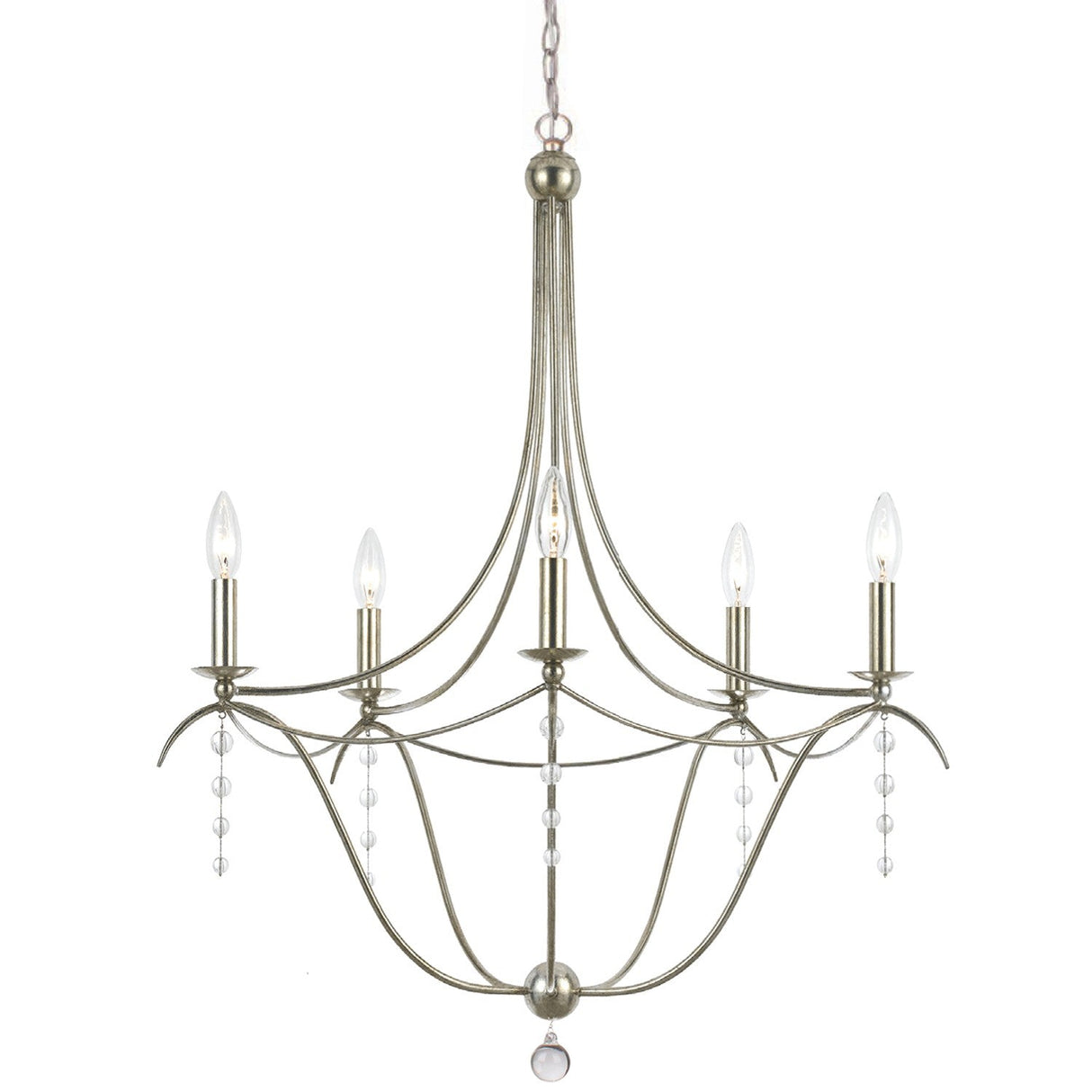 Metro 5 Light Crystal Antique Silver Chandelier 435-SA