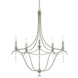 Metro 5 Light Crystal Antique Silver Chandelier 435-SA