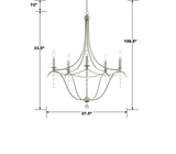 Metro 5 Light Crystal Antique Silver Chandelier 435-SA