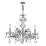 Maria Theresa 5 Light Hand Cut Crystal Polished Chrome Chandelier 4376-CH-CL-MWP