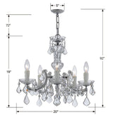 Maria Theresa 5 Light Hand Cut Crystal Polished Chrome Chandelier 4376-CH-CL-MWP