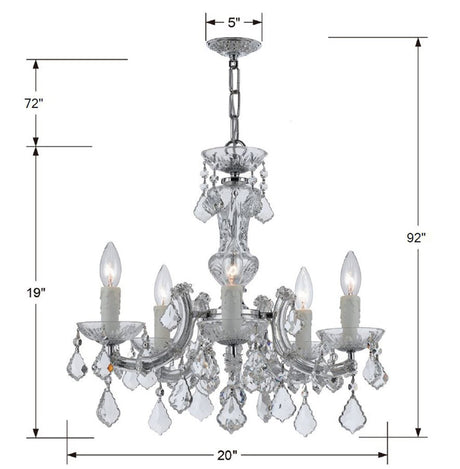 Maria Theresa 5 Light Hand Cut Crystal Polished Chrome Chandelier 4376-CH-CL-MWP