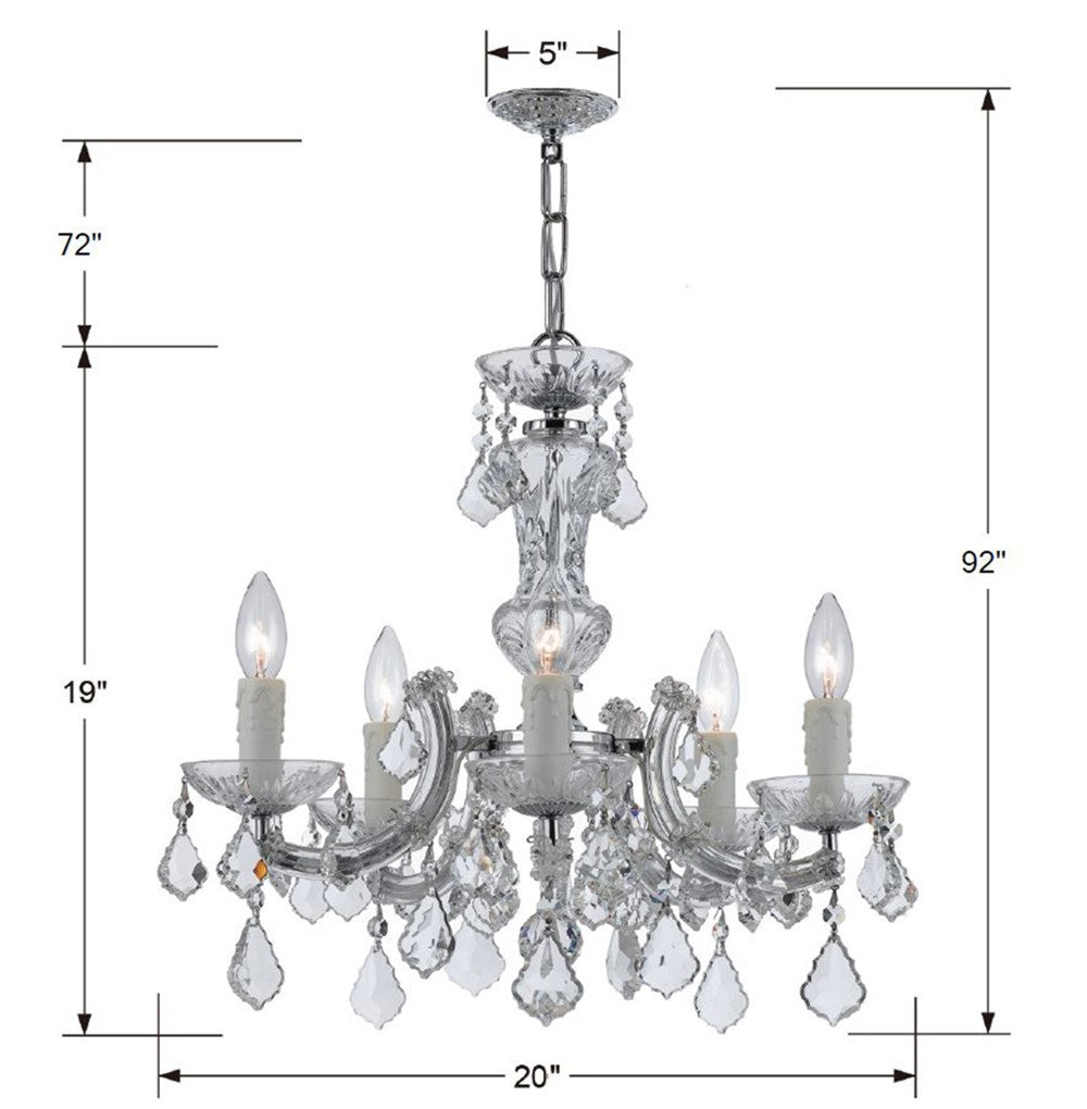 Maria Theresa 5 Light Swarovski Strass Crystal Polished Chrome Chandelier 4376-CH-CL-S