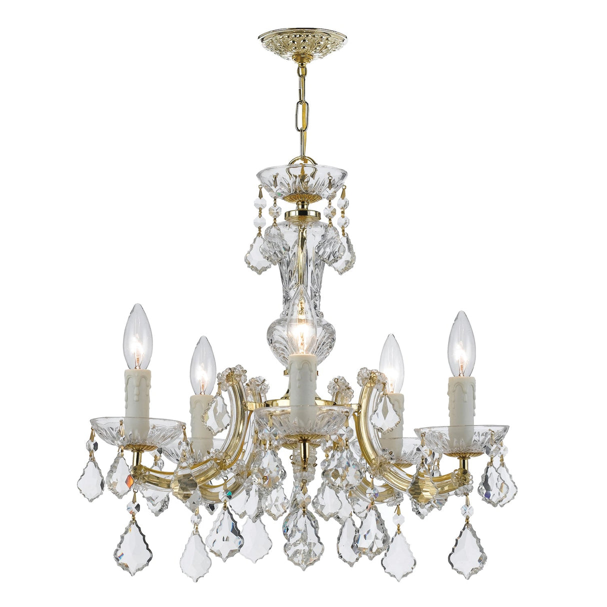 Maria Theresa 5 Light Hand Cut Crystal Polished Chrome Chandelier 4376-CH-CL-MWP