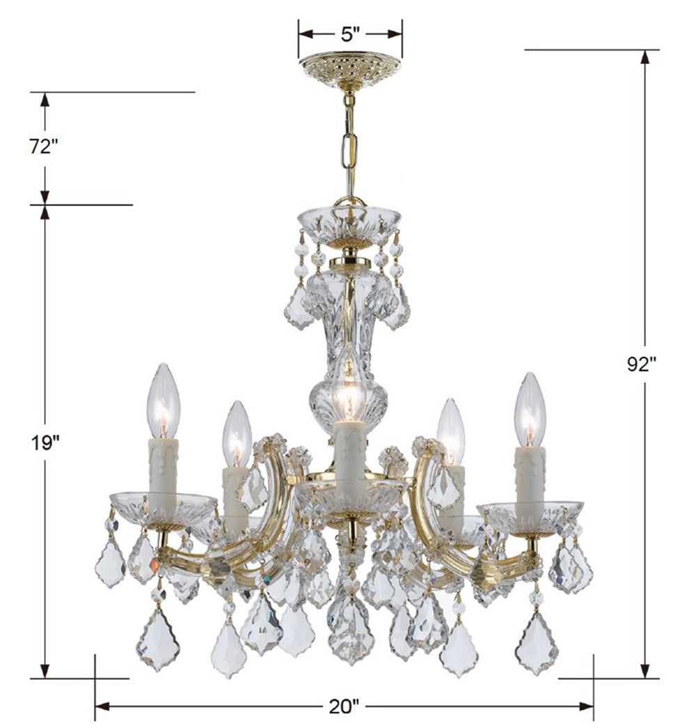 Maria Theresa 5 Light Hand Cut Crystal Polished Chrome Chandelier 4376-CH-CL-MWP