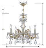 Maria Theresa 5 Light Hand Cut Crystal Polished Chrome Chandelier 4376-CH-CL-MWP