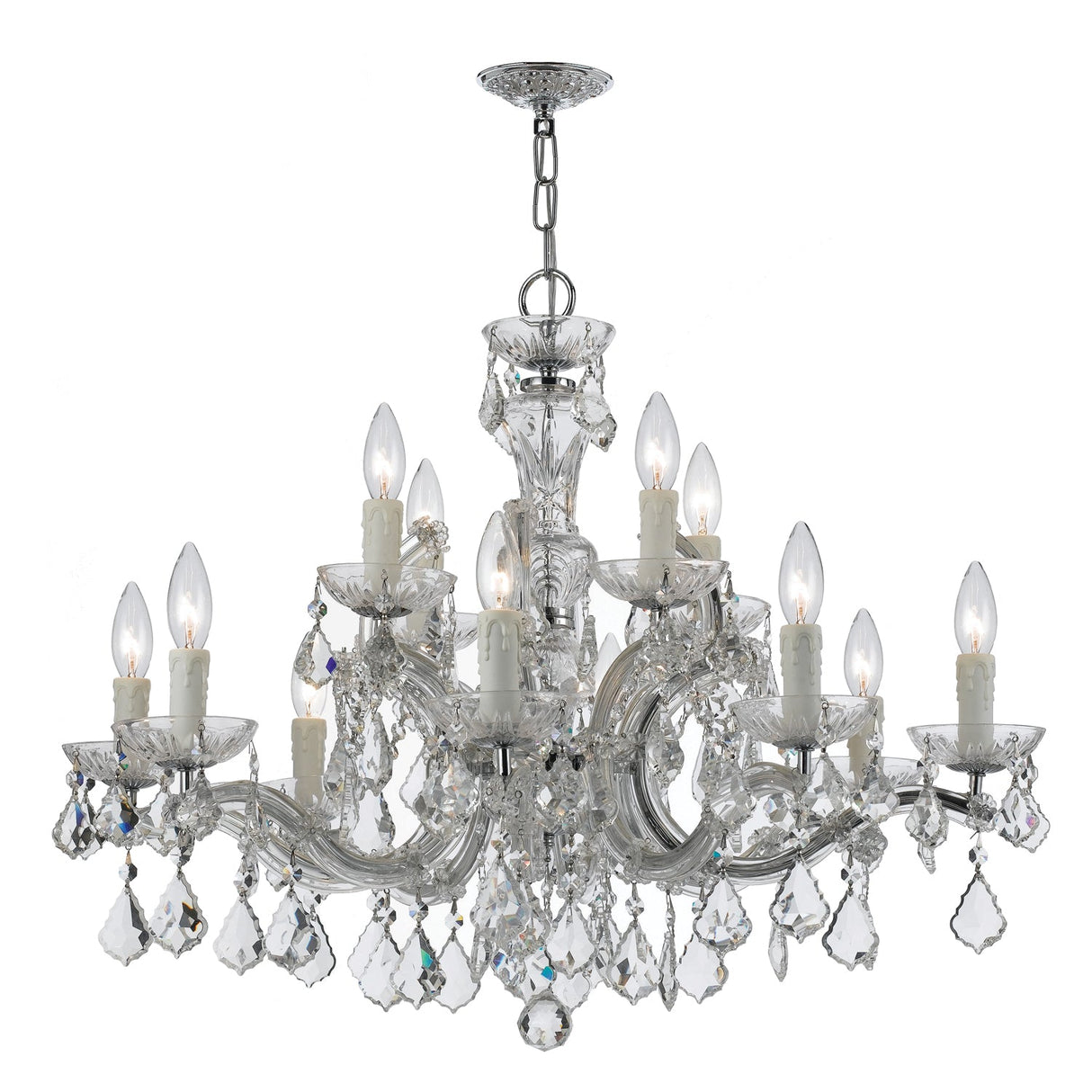 Maria Theresa 12 Light Clear Italian Crystal Polished Chrome Chandelier 4379-CH-CL-I