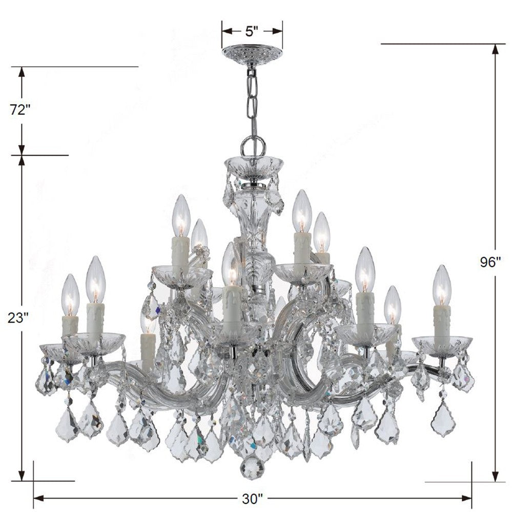 Maria Theresa 12 Light Spectra Crystal Polished Chrome Chandelier 4379-CH-CL-SAQ