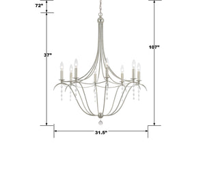 Metro 8 Light Antique Silver Chandelier 438-SA