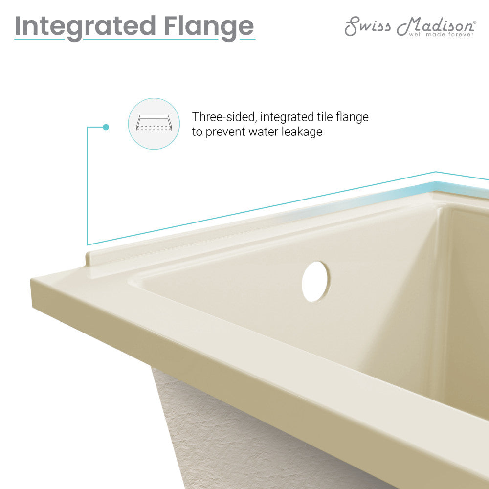 Voltaire 48" X 32" Right-Hand Drain Alcove Bathtub in Bisque