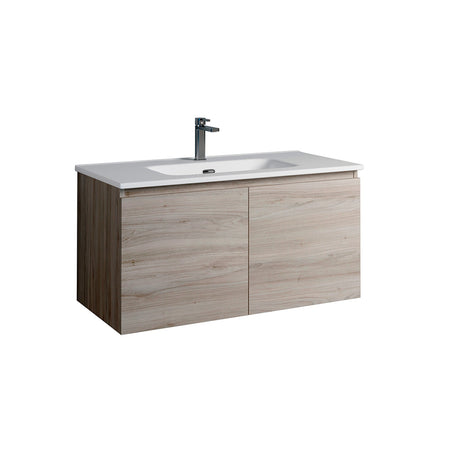 DAX Malibu Engineered Wood and Porcelain Basin Single Vanity Cabinet, 36", Pine DAX-MAL013612-ONX