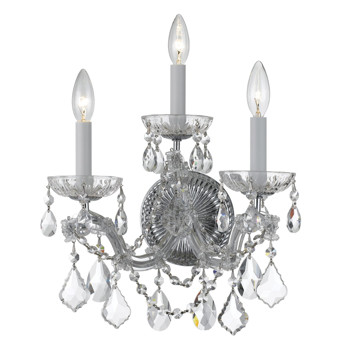 Maria Theresa 3 Light Hand Cut Crystal Polished Chrome Sconce 4403-CH-CL-MWP