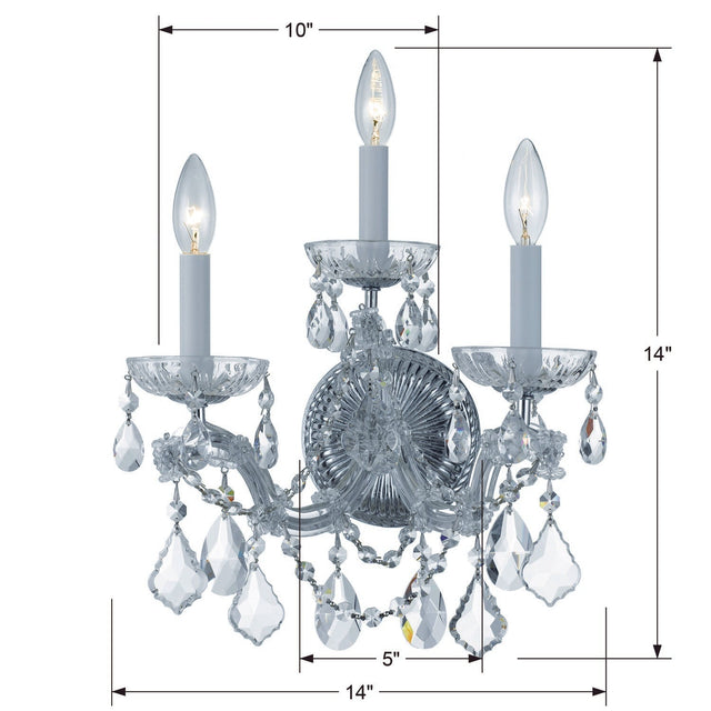 Maria Theresa 3 Light Swarovski Strass Crystal Polished Chrome Sconce 4403-CH-CL-S