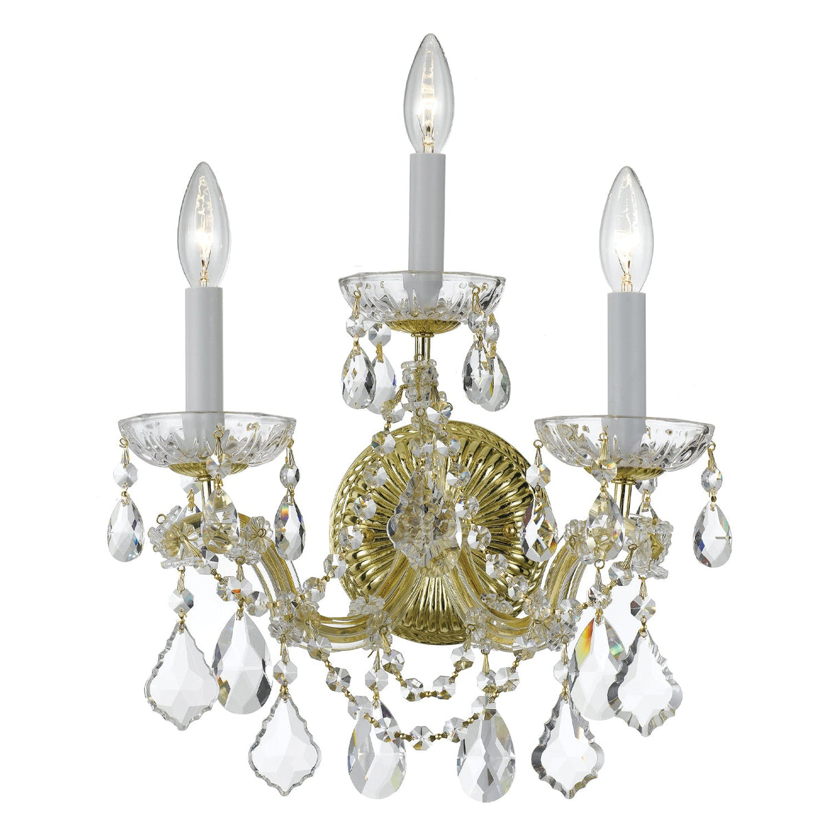 Maria Theresa 3 Light Hand Cut Crystal Gold Sconce 4403-GD-CL-MWP