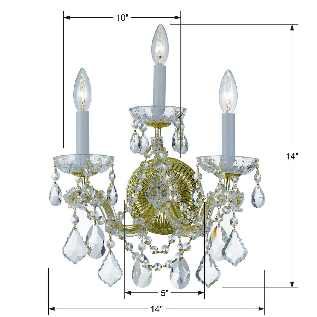 Maria Theresa 3 Light Swarovski Strass Crystal Polished Chrome Sconce 4403-CH-CL-S