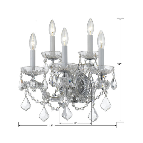 Maria Theresa 5 Light Hand Cut Crystal Polished Chrome Sconce 4404-CH-CL-MWP