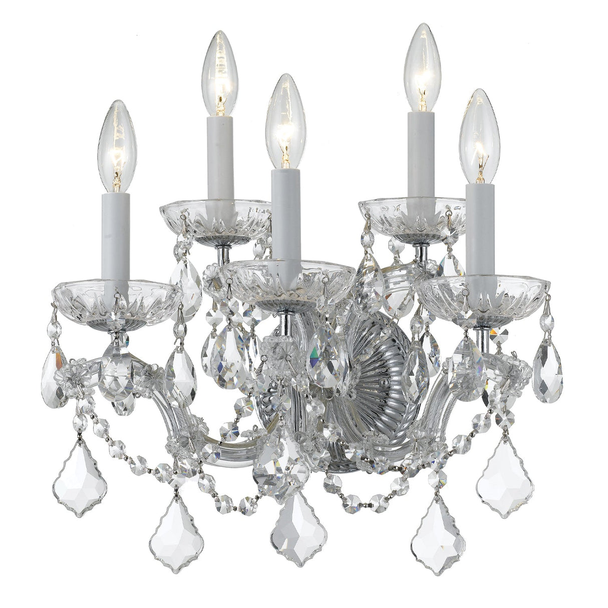 Maria Theresa 5 Light Swarovski Strass Crystal Polished Chrome Sconce 4404-CH-CL-S