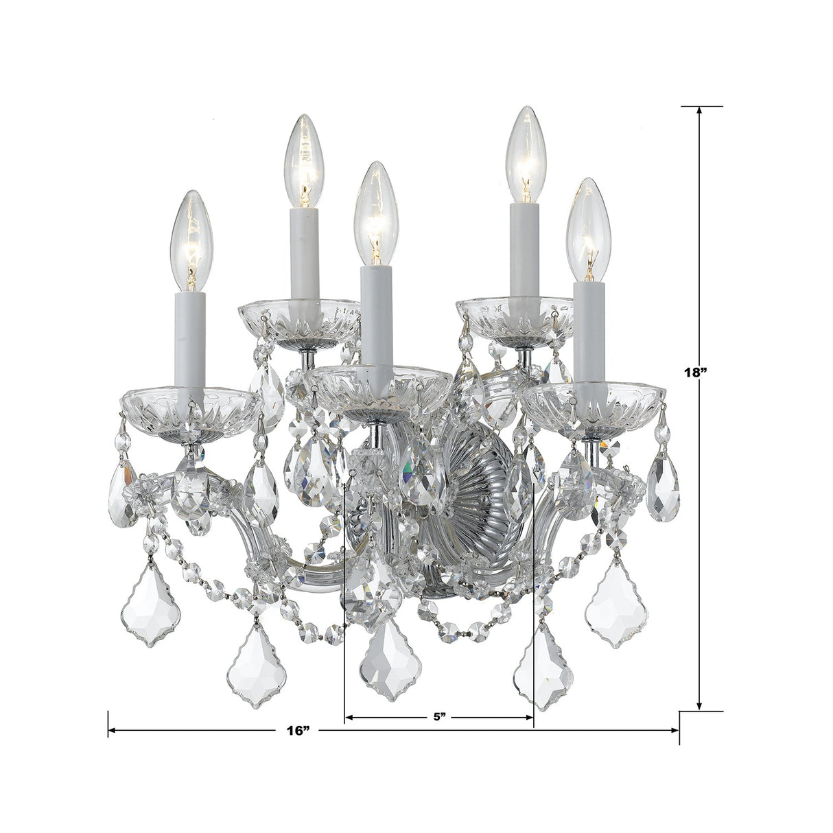 Maria Theresa 5 Light Swarovski Strass Crystal Polished Chrome Sconce 4404-CH-CL-S