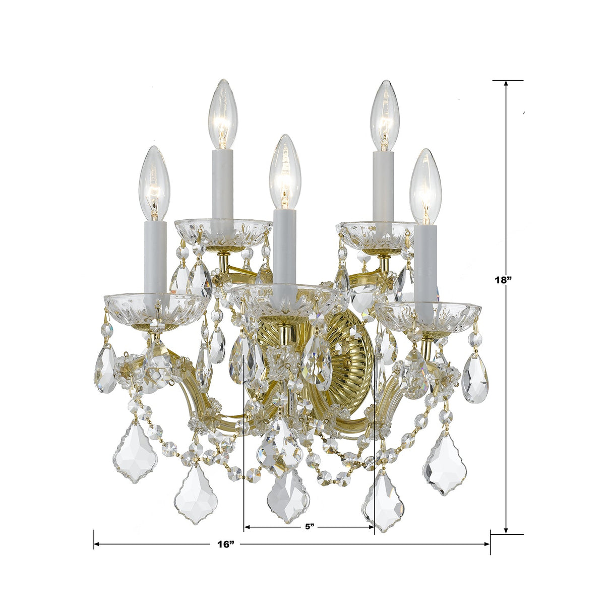 Maria Theresa 5 Light Hand Cut Crystal Polished Chrome Sconce 4404-CH-CL-MWP