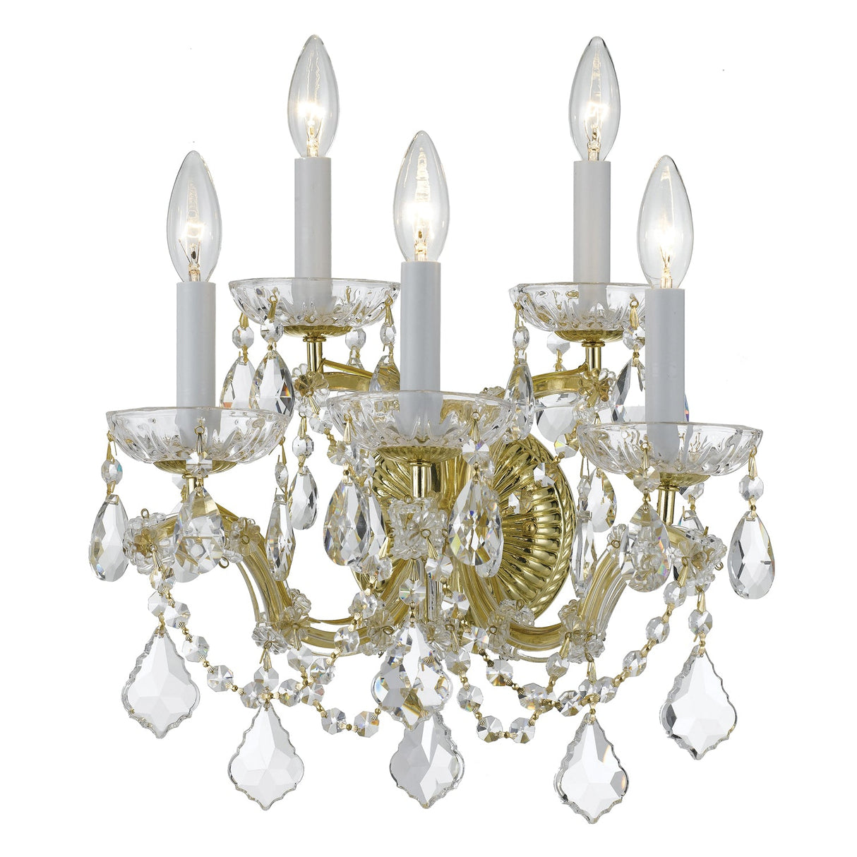 Maria Theresa 5 Light Hand Cut Crystal Gold Sconce 4404-GD-CL-MWP