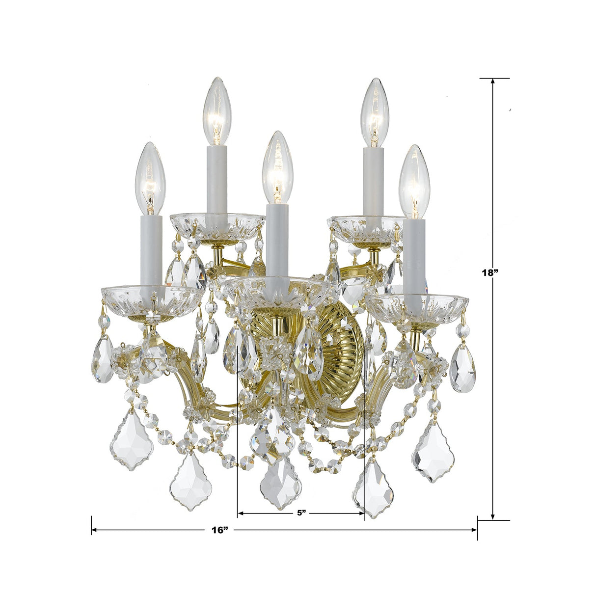 Maria Theresa 5 Light Swarovski Strass Crystal Polished Chrome Sconce 4404-CH-CL-S