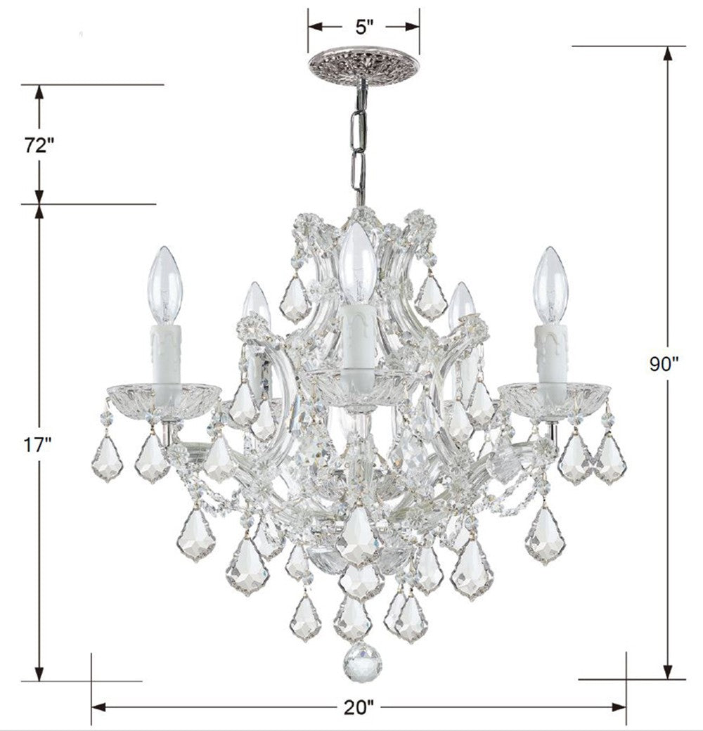 Maria Theresa 6 Light Clear Italian Crystal Polished Chrome Chandelier 4405-CH-CL-I