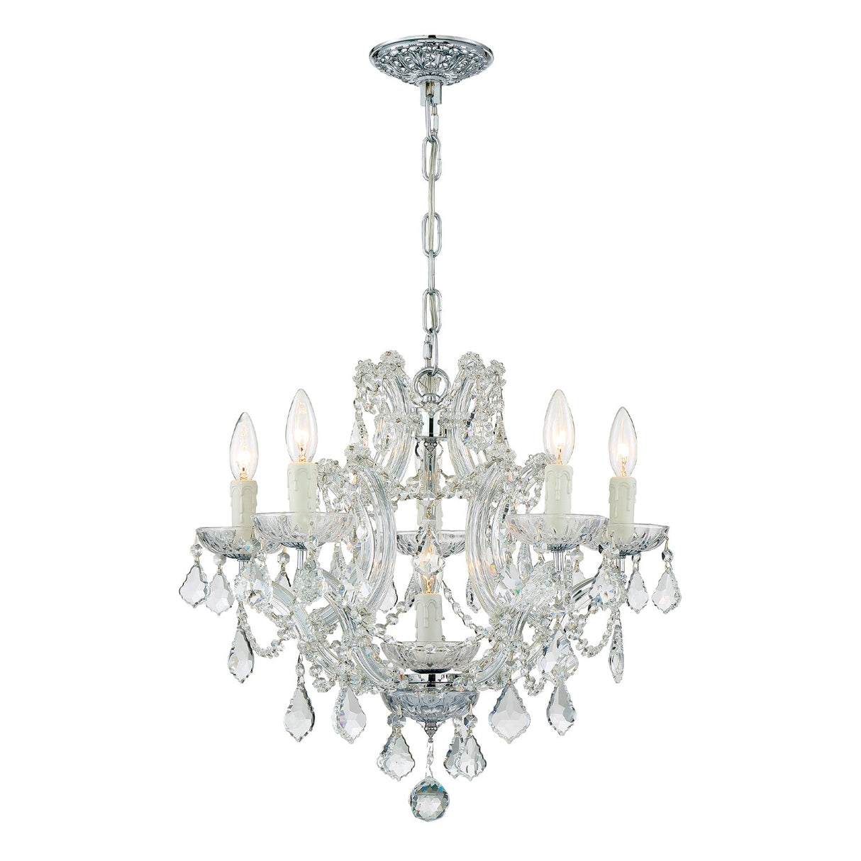 Maria Theresa 6 Light Hand Cut Crystal Polished Chrome Chandelier 4405-CH-CL-MWP