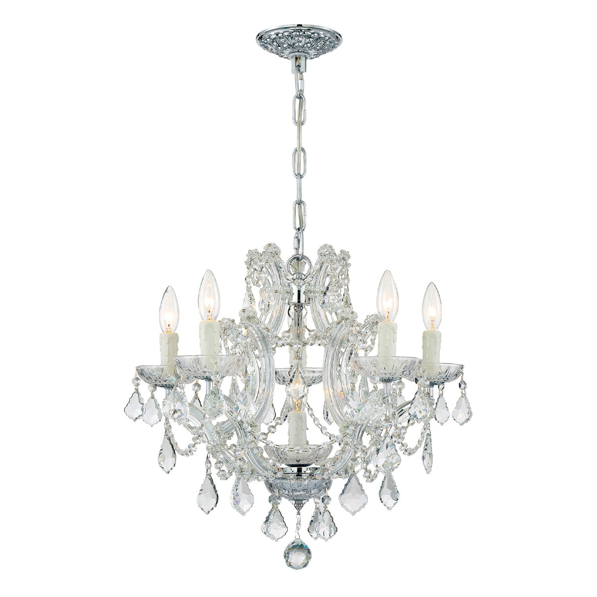 Maria Theresa 6 Light Clear Italian Crystal Polished Chrome Chandelier 4405-CH-CL-I