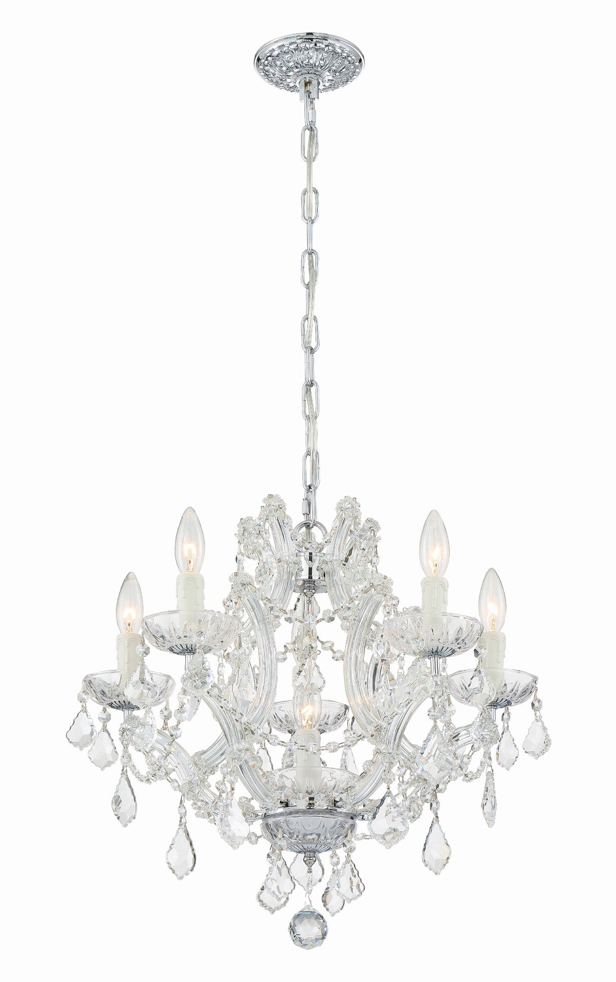 Maria Theresa 6 Light Clear Italian Crystal Polished Chrome Chandelier 4405-CH-CL-I