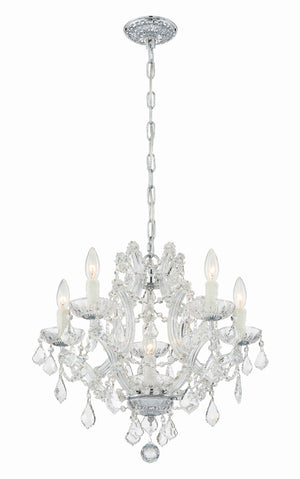 Maria Theresa 6 Light Clear Italian Crystal Polished Chrome Chandelier 4405-CH-CL-I