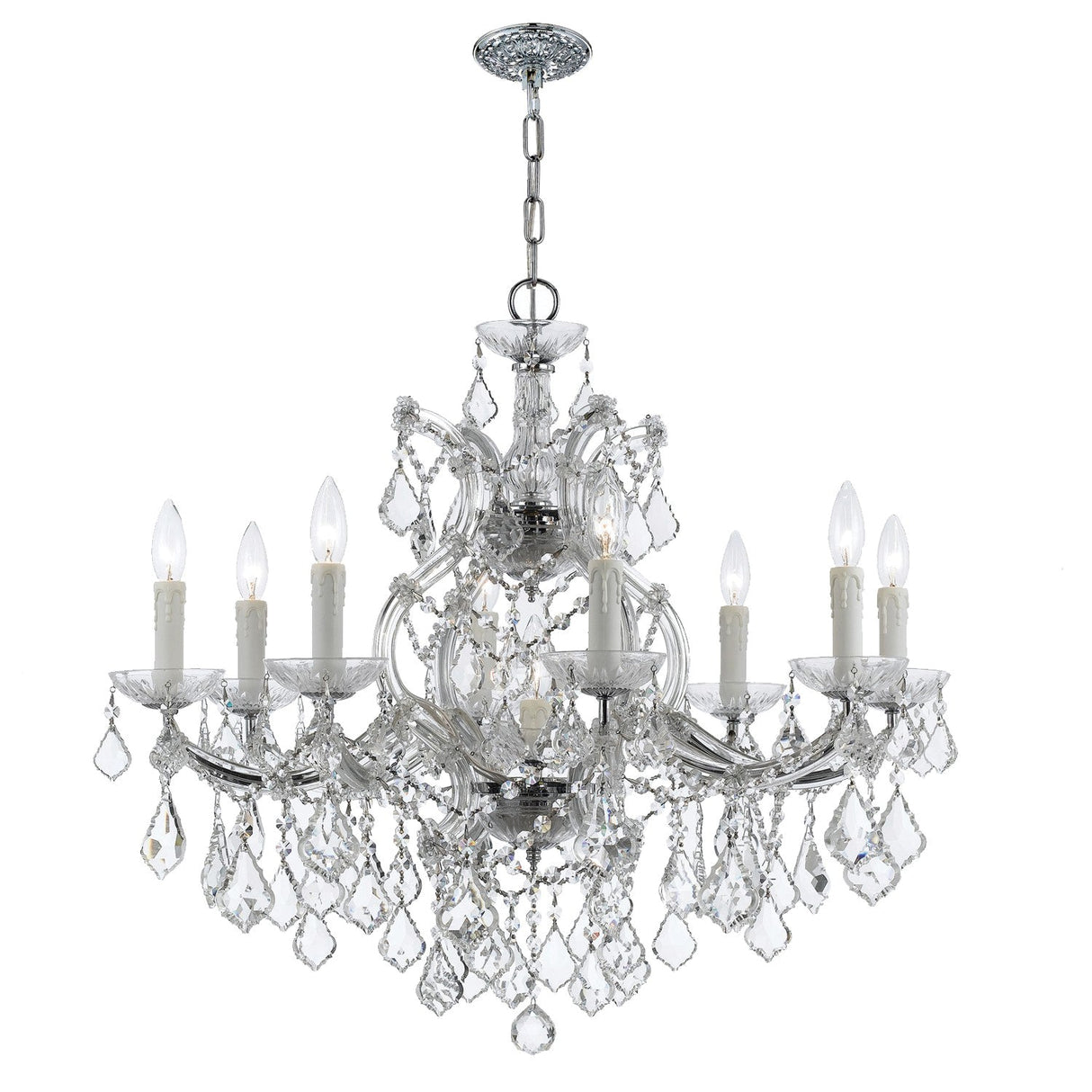 Maria Theresa 9 Light Hand Cut Crystal Polished Chrome Chandelier 4408-CH-CL-MWP