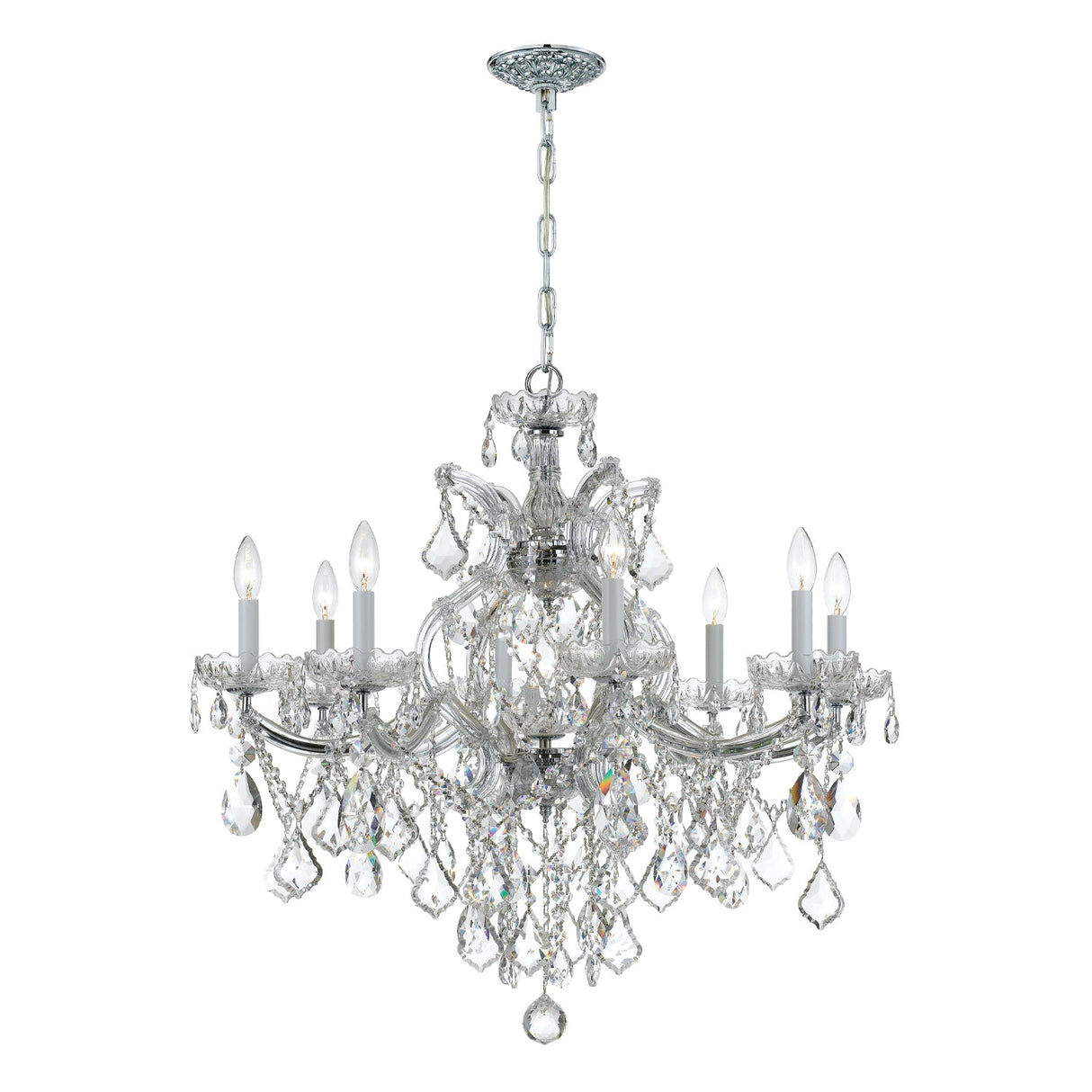 Maria Theresa 9 Light Hand Cut Crystal Polished Chrome Chandelier 4409-CH-CL-MWP