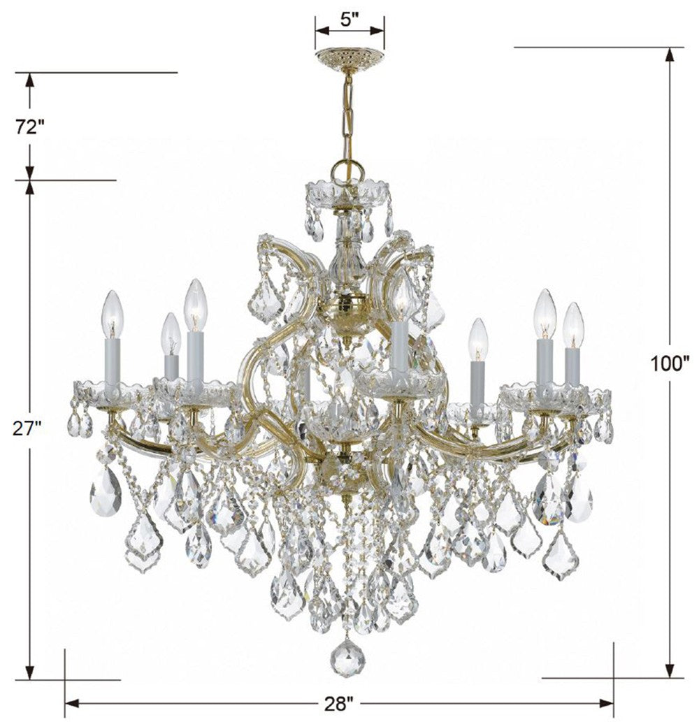 Maria Theresa 9 Light Hand Cut Crystal Polished Chrome Chandelier 4409-CH-CL-MWP