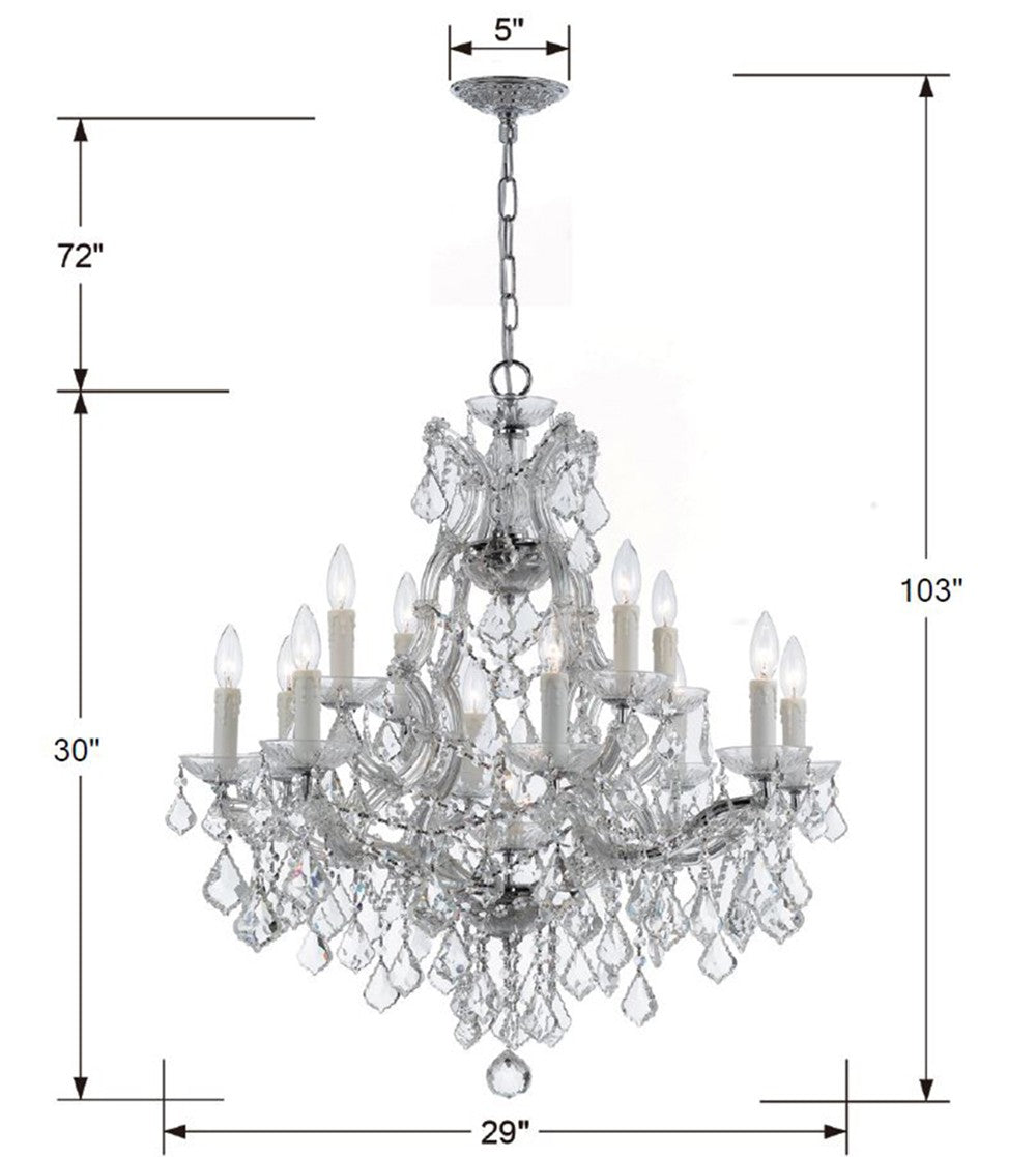 Maria Theresa 13 Light Clear Italian Crystal Polished Chrome Chandelier 4412-CH-CL-I