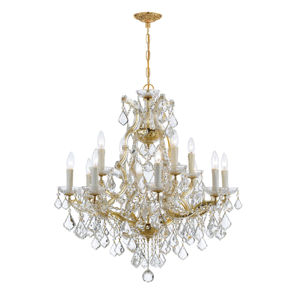 Maria Theresa 13 Light Hand Cut Crystal Gold Chandelier 4412-GD-CL-MWP