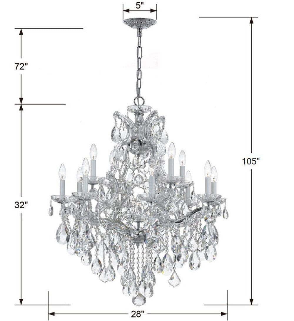 Maria Theresa 13 Light Swarovski Strass Crystal Polished Chrome Chandelier 4413-CH-CL-S