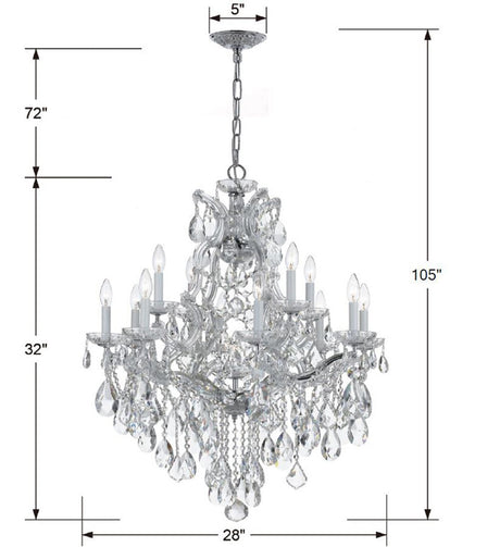 Maria Theresa 13 Light Swarovski Strass Crystal Polished Chrome Chandelier 4413-CH-CL-S