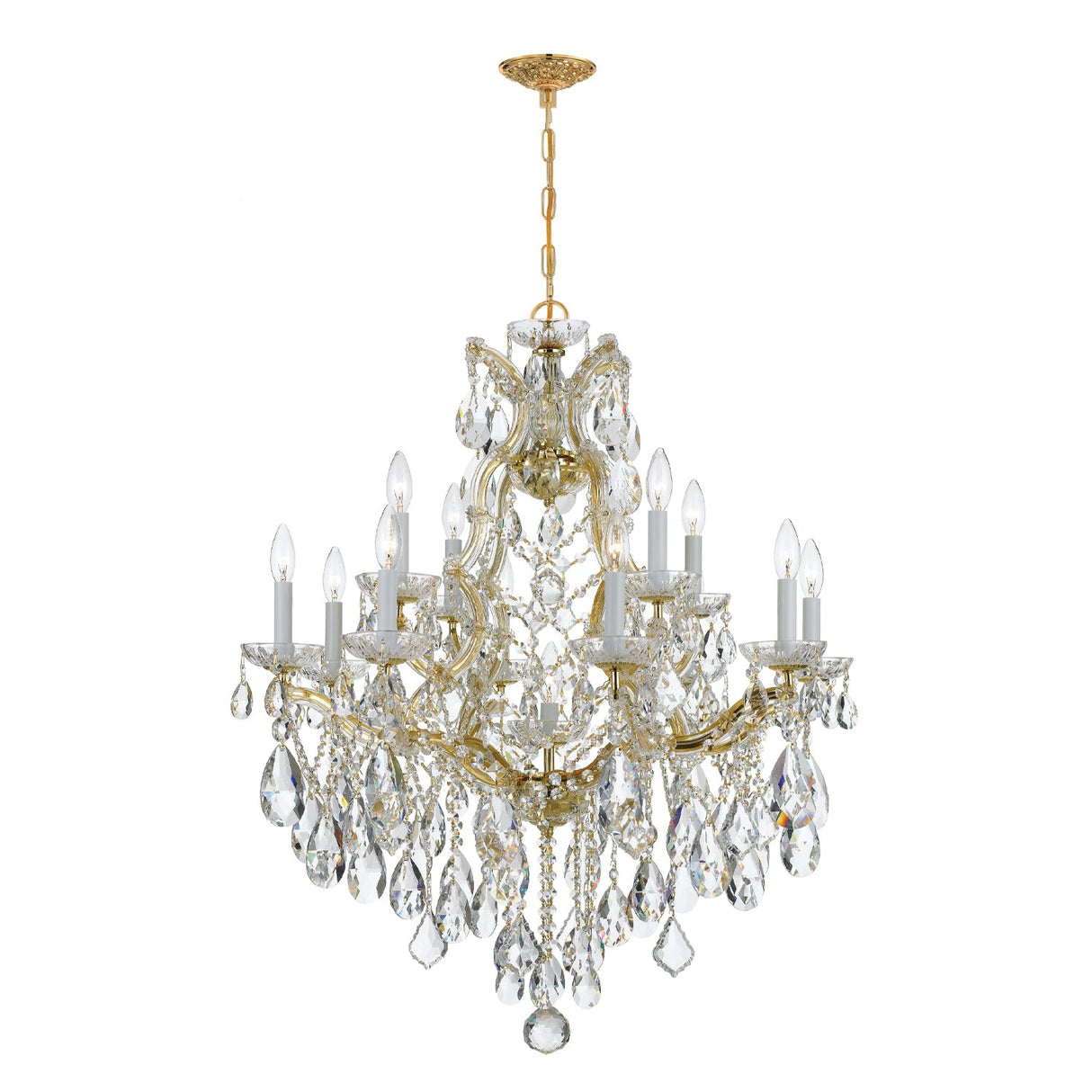 Maria Theresa 13 Light Swarovski Strass Crystal Gold Chandelier 4413-GD-CL-S