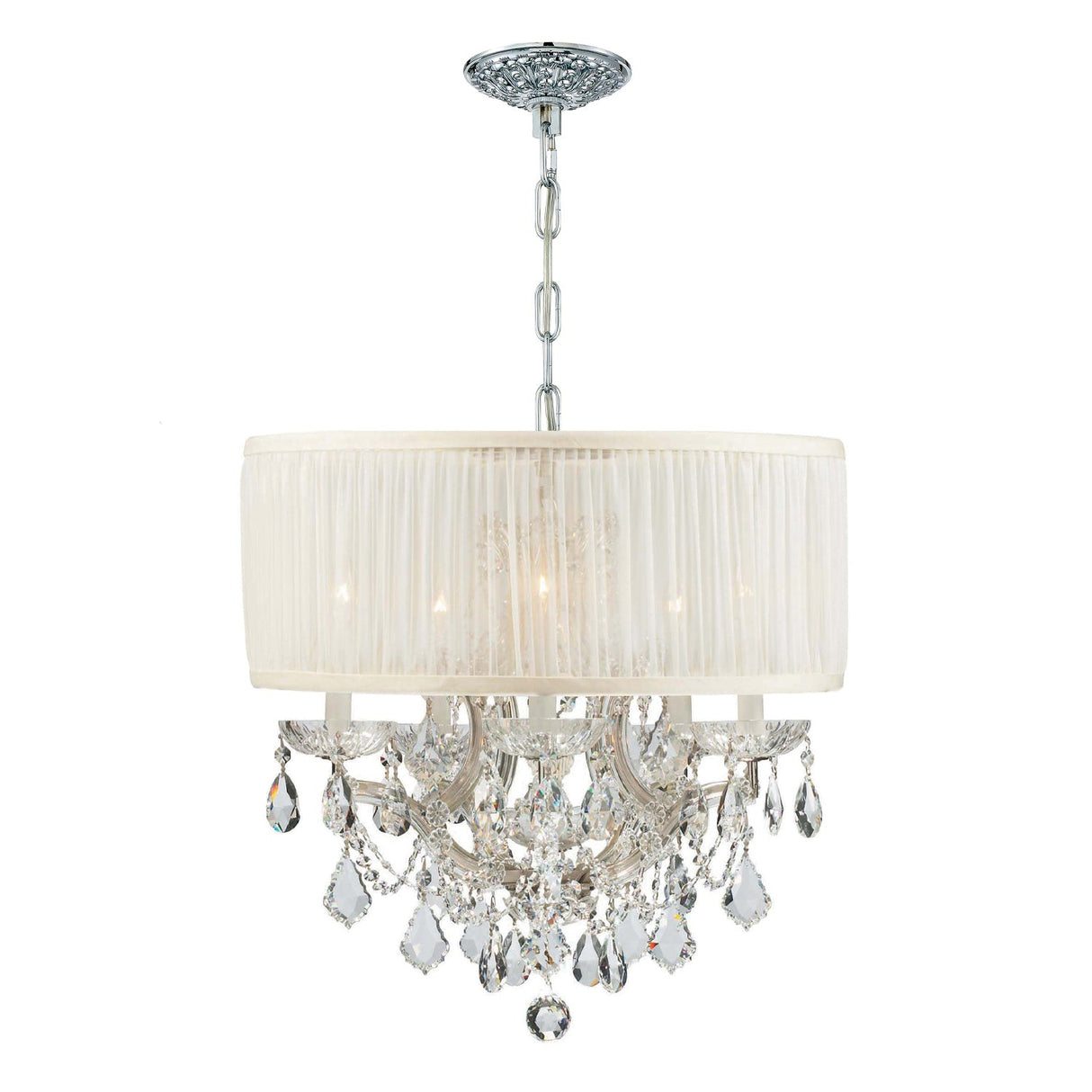 Brentwood 6 Light Crystal Polished Chrome Drum Shade Chandelier 4415-CH-SAW-CLM