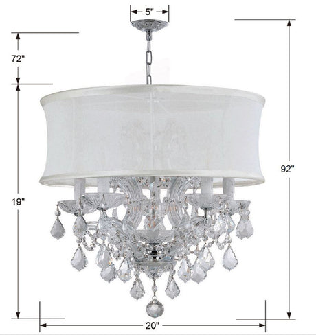 Brentwood 6 Light Swarovski Strass Crystal Polished Chrome Drum Shade Chandelier 4415-CH-SMW-CL-S