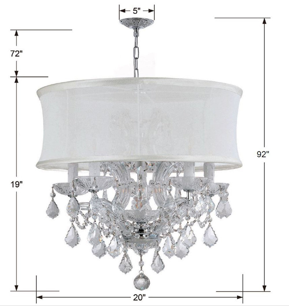 Brentwood 6 Light Swarovski Strass Crystal Polished Chrome Drum Shade Chandelier 4415-CH-SMW-CL-S