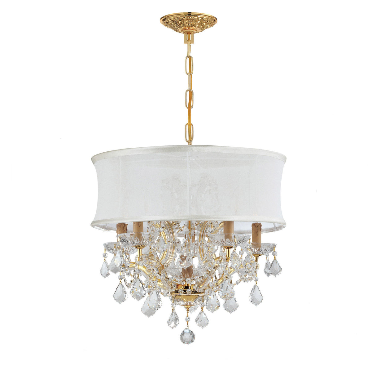 Brentwood 6 Light Swarovski Strass Crystal Gold Drum Shade Chandelier 4415-GD-SMW-CL-S