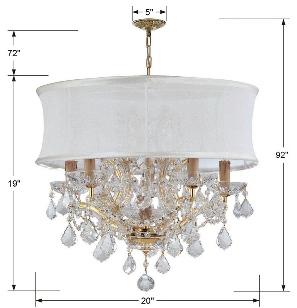 Brentwood 6 Light Swarovski Strass Crystal Polished Chrome Drum Shade Chandelier 4415-CH-SMW-CL-S