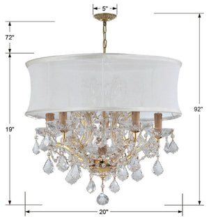 Brentwood 6 Light Swarovski Strass Crystal Polished Chrome Drum Shade Chandelier 4415-CH-SMW-CL-S
