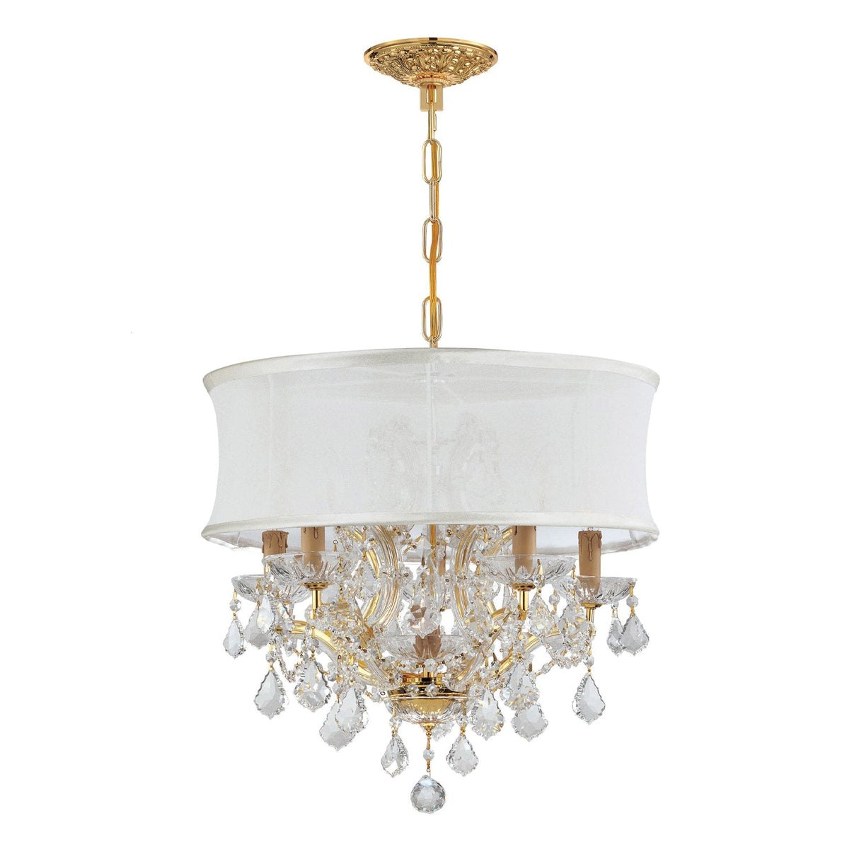 Brentwood 6 Light Crystal Gold Drum Shade Chandelier 4415-GD-SMW-CLM