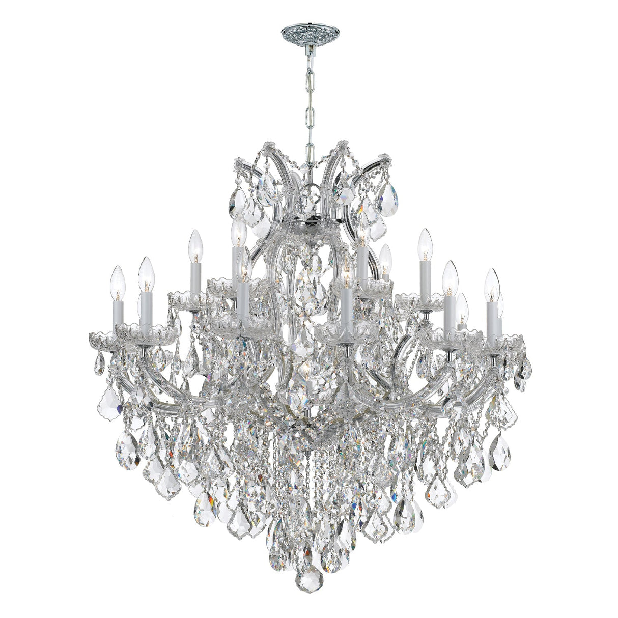 Maria Theresa 19 Light Hand Cut Crystal Polished Chrome Chandelier 4418-CH-CL-MWP